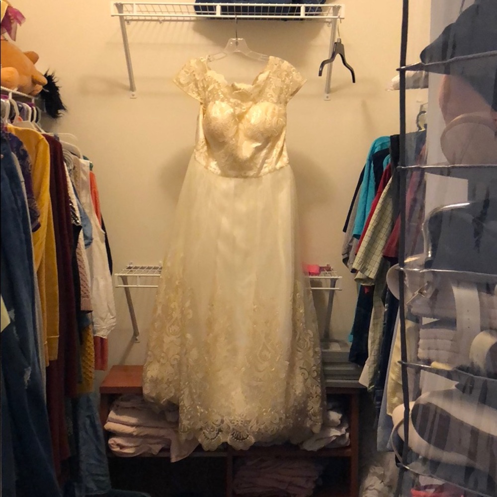 ChiChi London Antique Lace Tea Length Gown